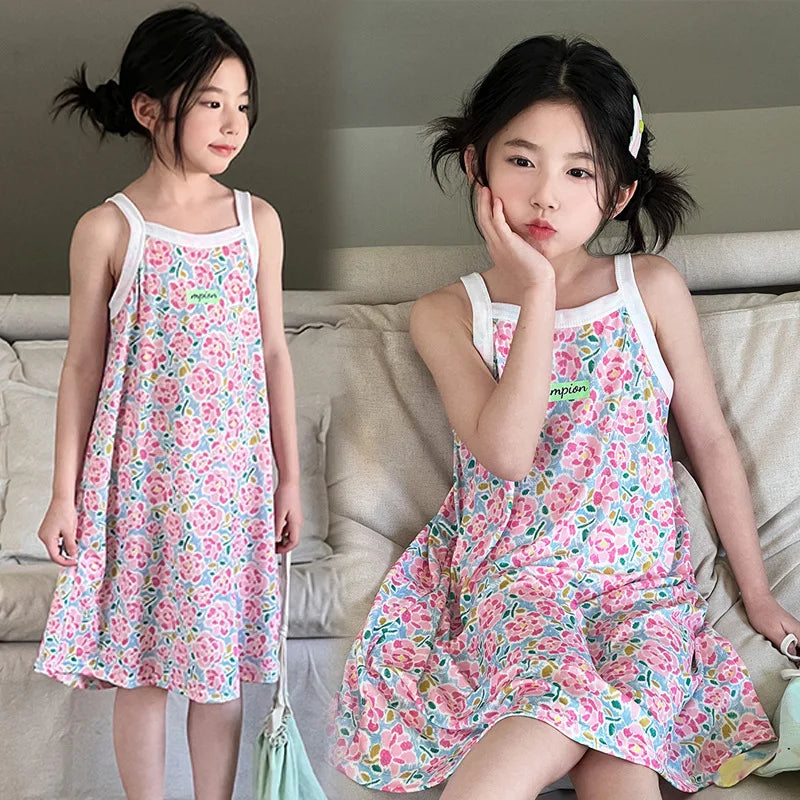 Rabbit Kids Cotton Nightdress Little Teen Girl Pajamas Dresses Children Summer Nightgowns Home Clothes Kids Sleepwear Gecelik
