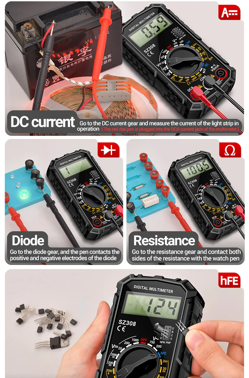 ANENG SZ308 Digital Multimeter AC/DC Tester