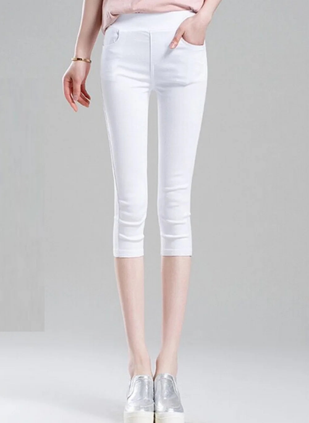 High-Waist Stretch Capri Jeans