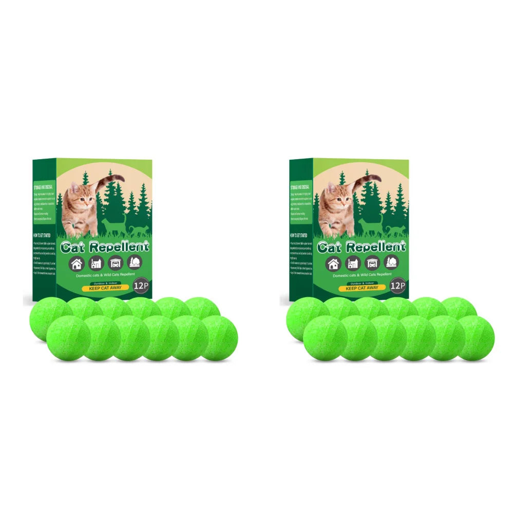 12-48PCS Cat Deterrent Outdoor Indoor Natural Peppermint Oil Cat Deterrent Ball Cat Repellent Keep Cats Off Yard Garden Lawn Pla