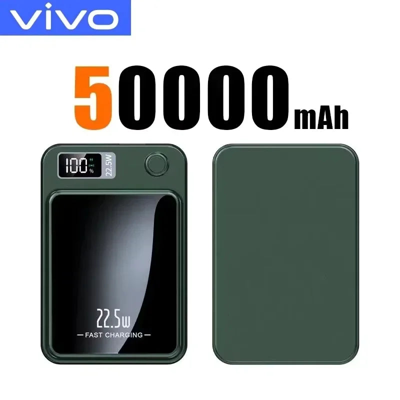 VIVO 500000mAh Wireless Magnetic PowerBank 22.5W Fast Charging Portable External Battery PowerBank Adapter For iPhone Huawei