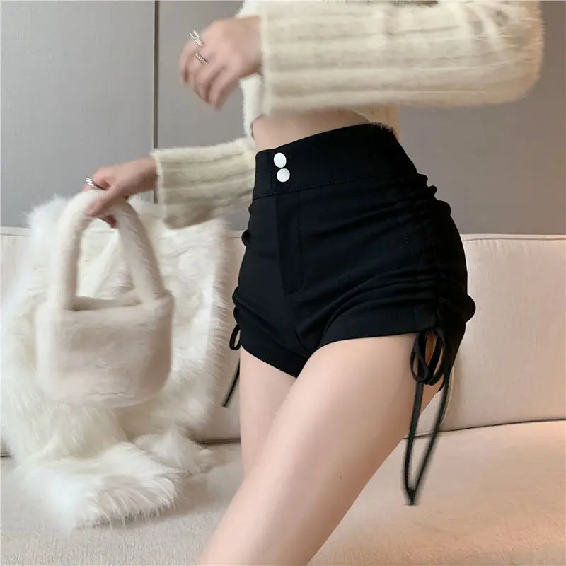 Black High-Waist Skinny Shorts