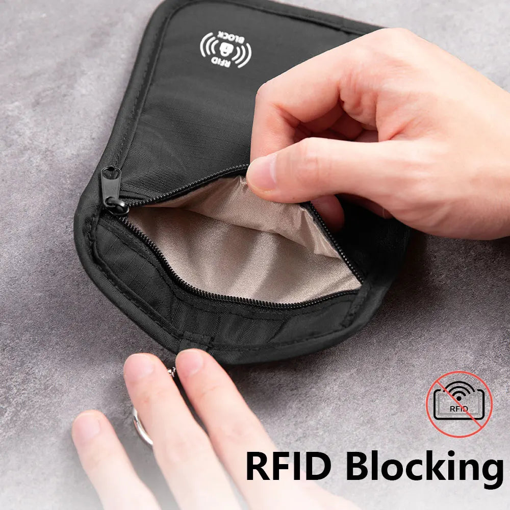RFID-Blocking Concealed Keychain Wallet — Travel Money Pouch