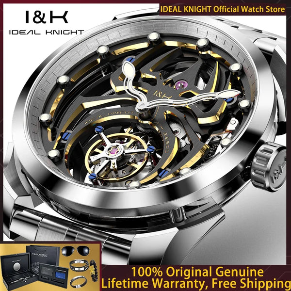 IDEAL KNIGHT 6802 Tourbillon Hollow Automatic Watch — Sapphire, Spider Dial