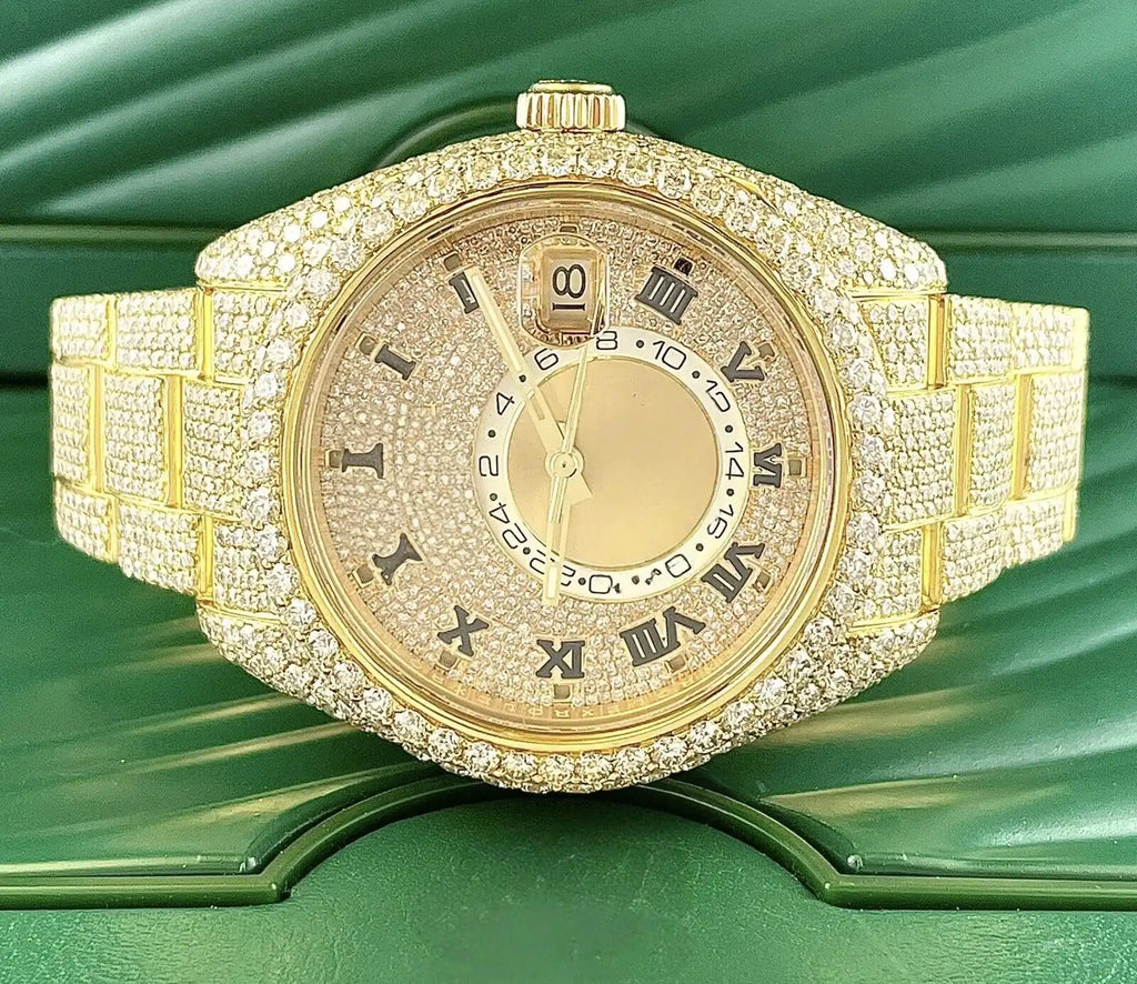 Custom Iced Out Moissanite Mechanical Watch — 44mm, Auto Date