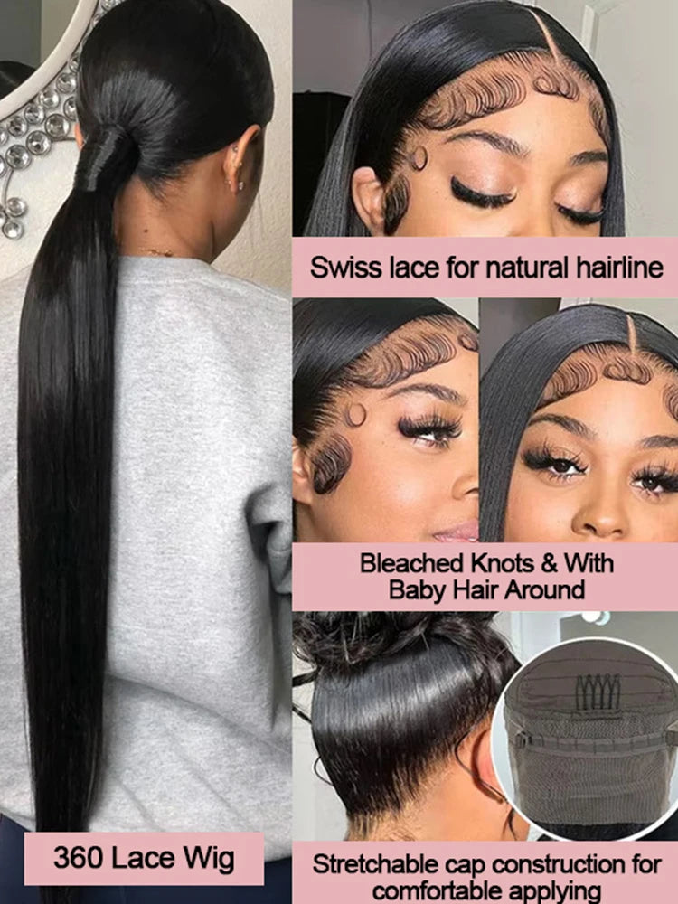 HD Lace Bone Straight Wig 30-40 Inch – 300% Density
