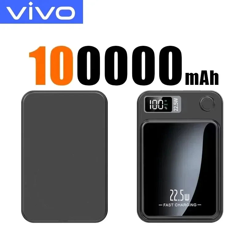 VIVO 500000mAh Wireless Magnetic PowerBank 22.5W Fast Charging Portable External Battery PowerBank Adapter For iPhone Huawei
