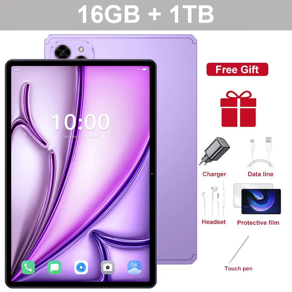 Upgraded Pad 16 Pro Tablet Android 15 Global Version 22GB+2TB 10.1" Children's Kids Tab 10000mAh Original 5G Dual SIM Tablet PC