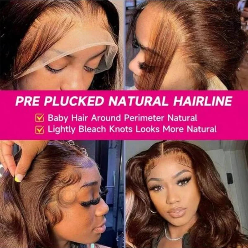 Body Wave 34 Inch Chocolate Brown HD Lace Front Wig