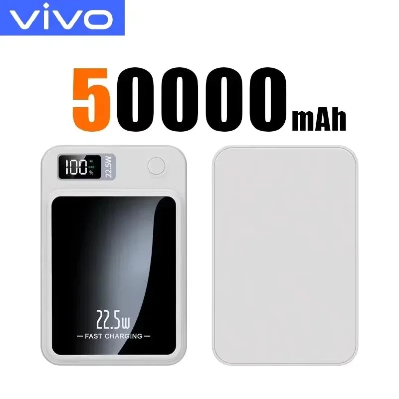 VIVO 500000mAh Wireless Magnetic PowerBank 22.5W Fast Charging Portable External Battery PowerBank Adapter For iPhone Huawei