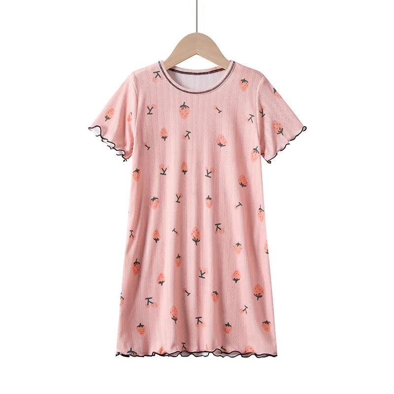 Rabbit Kids Cotton Nightdress Little Teen Girl Pajamas Dresses Children Summer Nightgowns Home Clothes Kids Sleepwear Gecelik