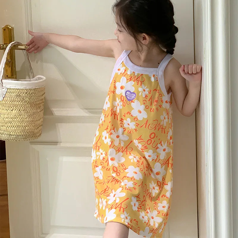 Rabbit Kids Cotton Nightdress Little Teen Girl Pajamas Dresses Children Summer Nightgowns Home Clothes Kids Sleepwear Gecelik
