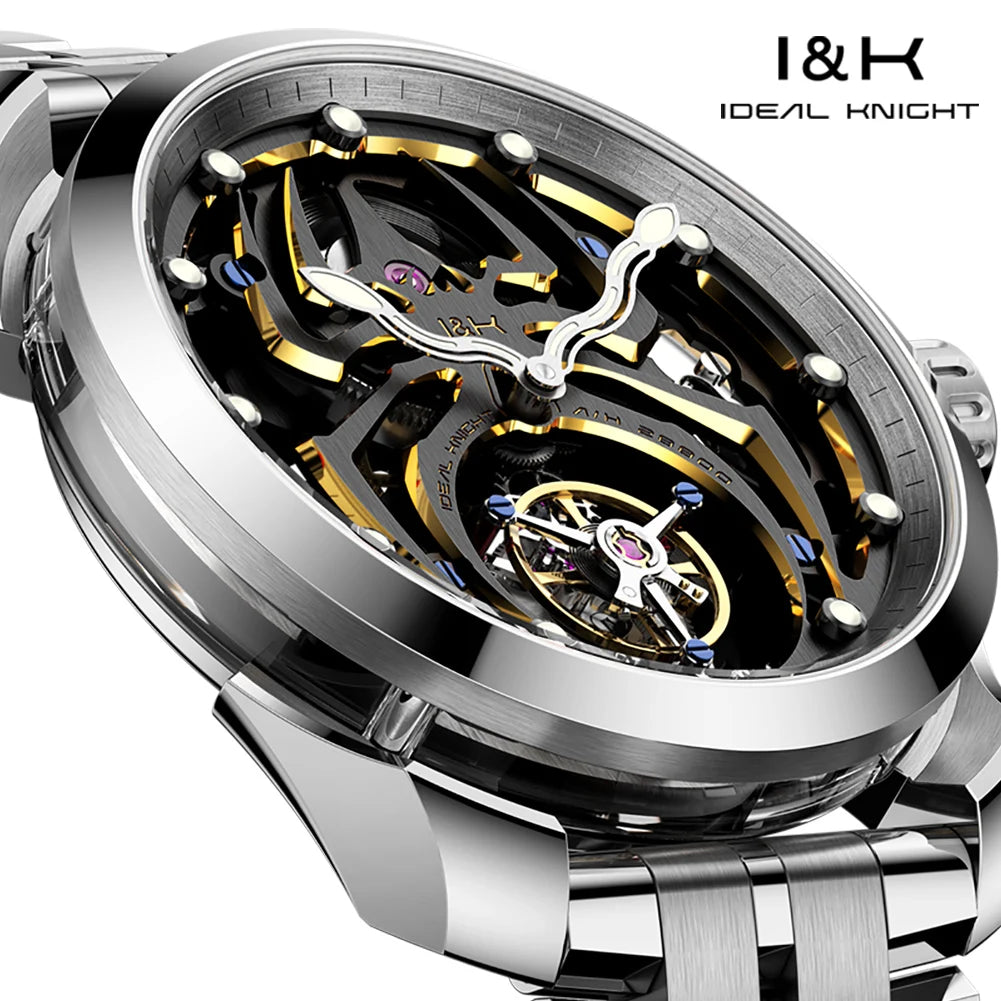 IDEAL KNIGHT 6802 Tourbillon Hollow Automatic Watch — Sapphire, Spider Dial