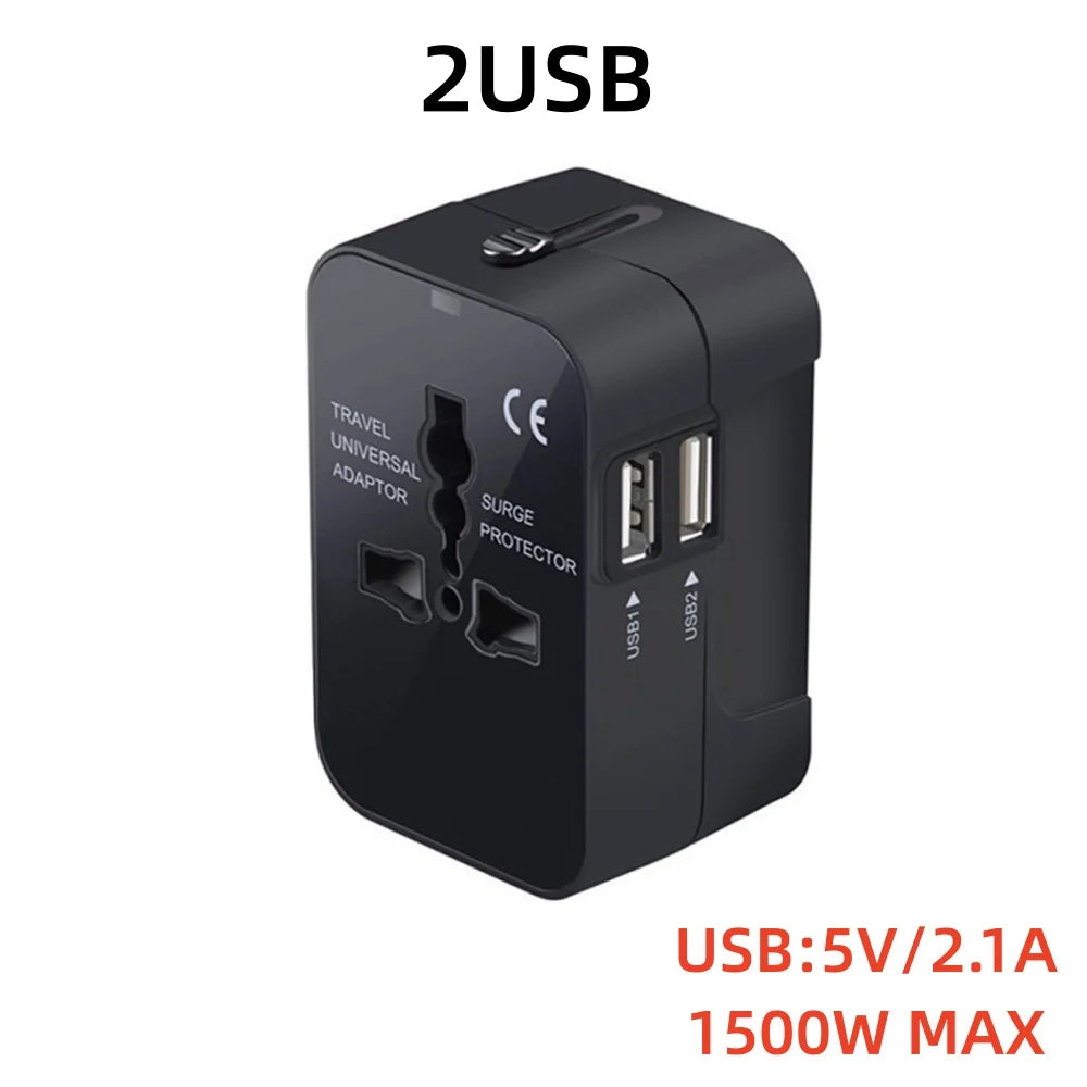Universal Travel Adapter — 150+ Countries with 2 USB Ports & Surge Protection