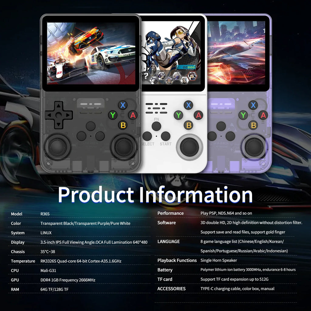 R36S Retro Handheld Game Console 3.5" IPS