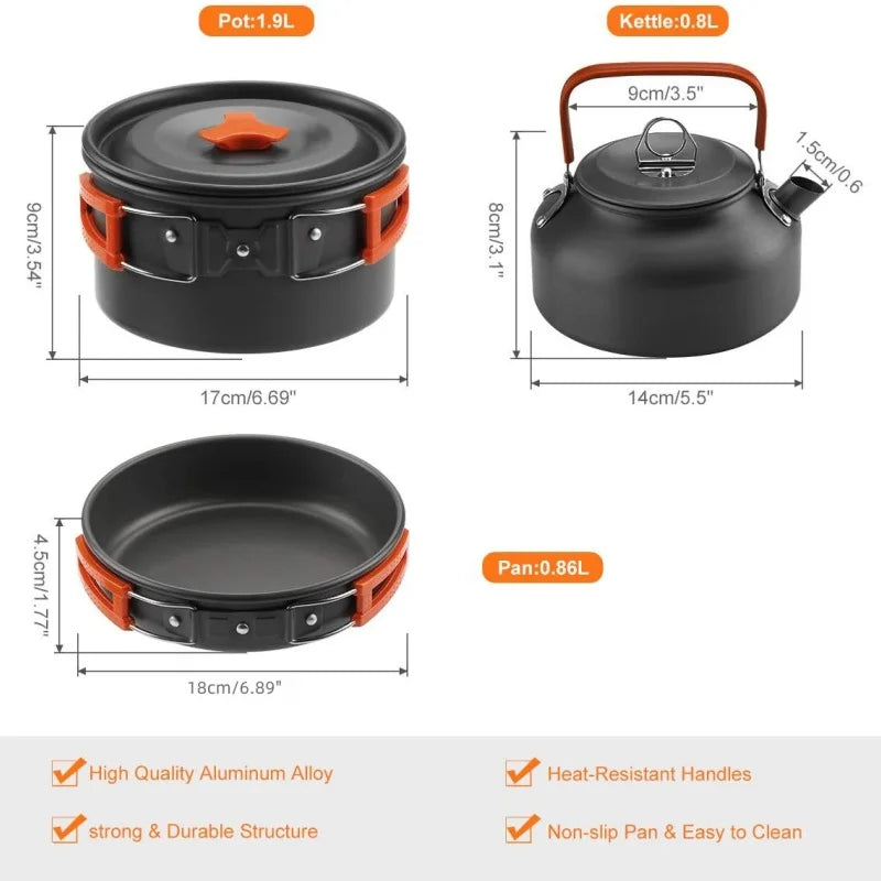 Camping Cookware Set Portable Outdoor Kit