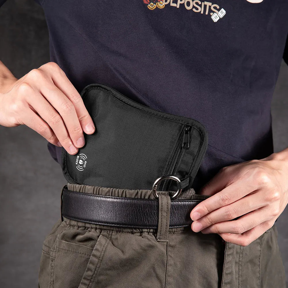 RFID-Blocking Concealed Keychain Wallet — Travel Money Pouch