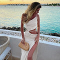 Drawstring High-Split Maxi Dress