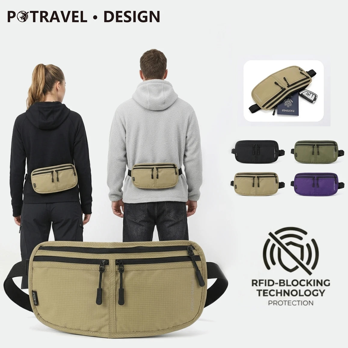 RFID Blocking Travel Money Belt