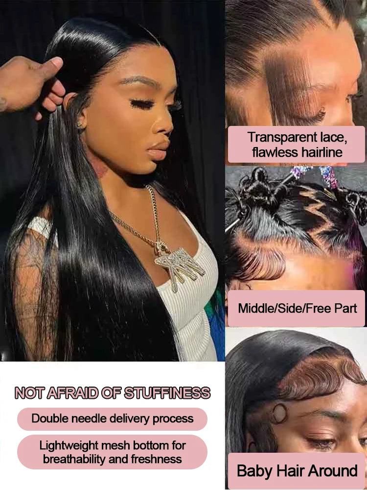 HD Lace Bone Straight Wig 30-40 Inch – 300% Density