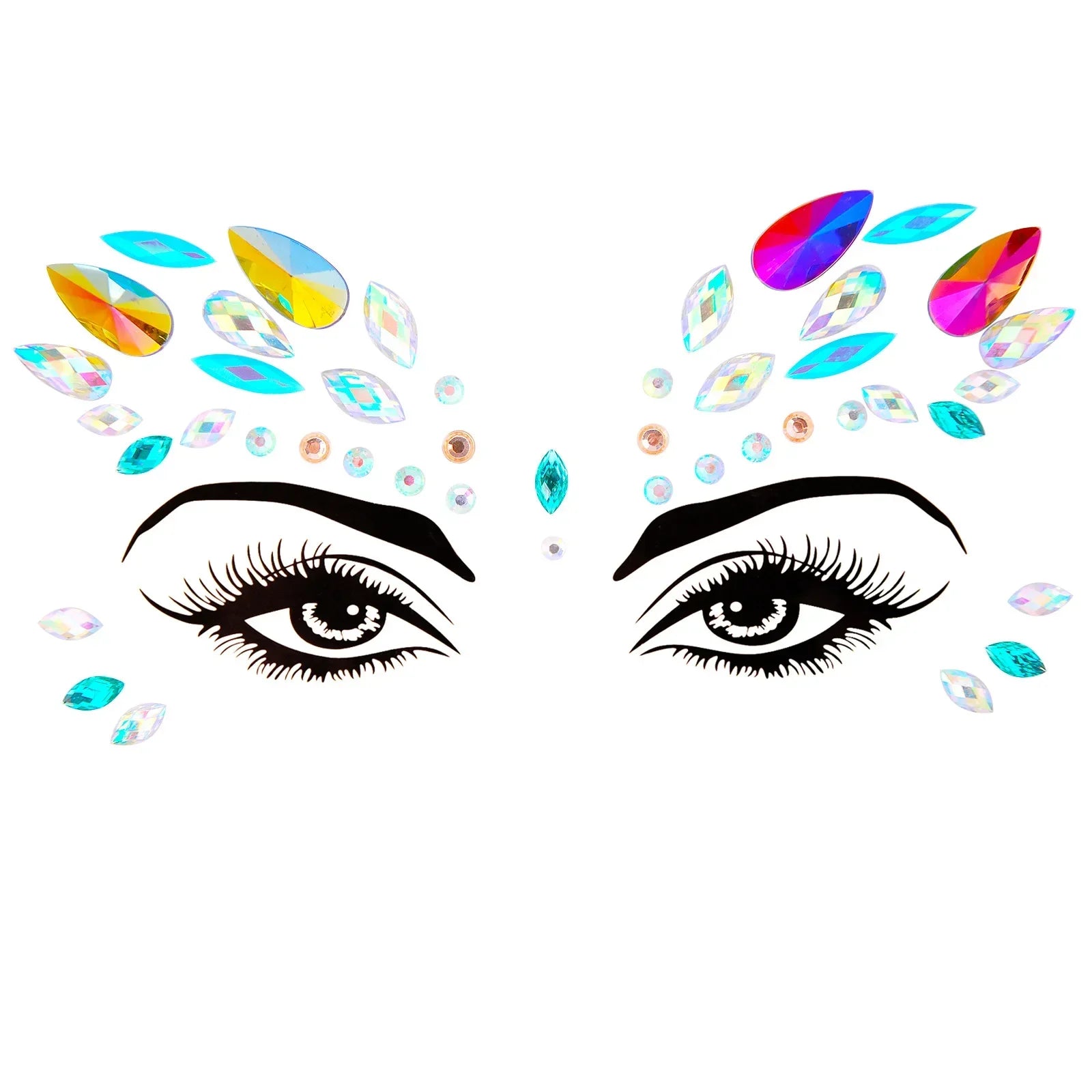 3D Sexy Face Tattoo Stickers Temporary Tattoos Glitter Fake Tattoo Rhinestones Masquerade for Women Party Face Jewels Tattoo
