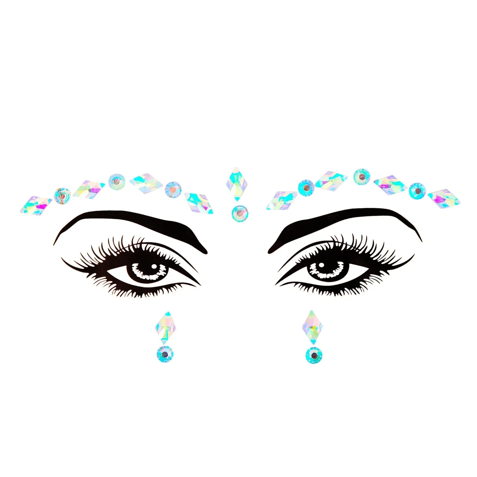 3D Sexy Face Tattoo Stickers Temporary Tattoos Glitter Fake Tattoo Rhinestones Masquerade for Women Party Face Jewels Tattoo