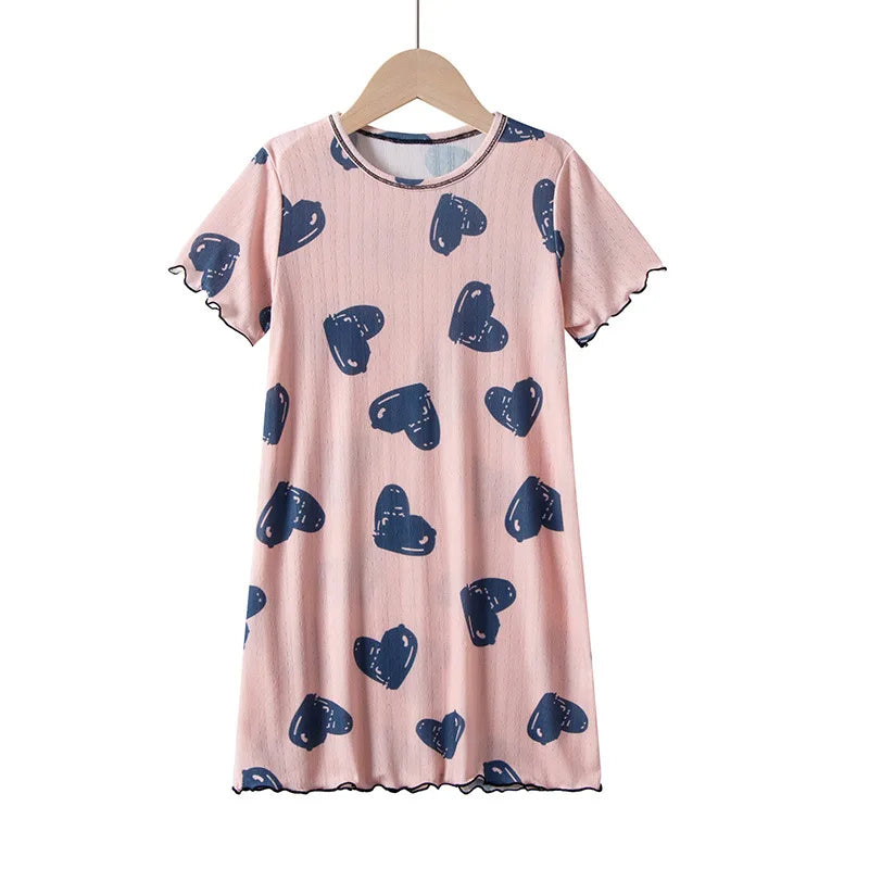Rabbit Kids Cotton Nightdress Little Teen Girl Pajamas Dresses Children Summer Nightgowns Home Clothes Kids Sleepwear Gecelik
