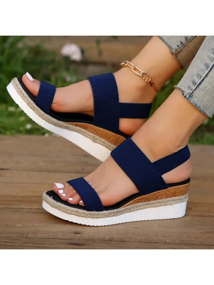 2024 New Fashion Women's Wedge Heeled Fashion Sandals, Summer Fish Mouth Loose Set Foot Platform Sandals