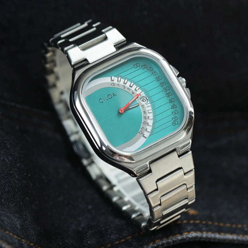 CILOA retro square watch men's brand authentic 2025 new men light luxury gift stainless steel strap waterproof quartz watch
