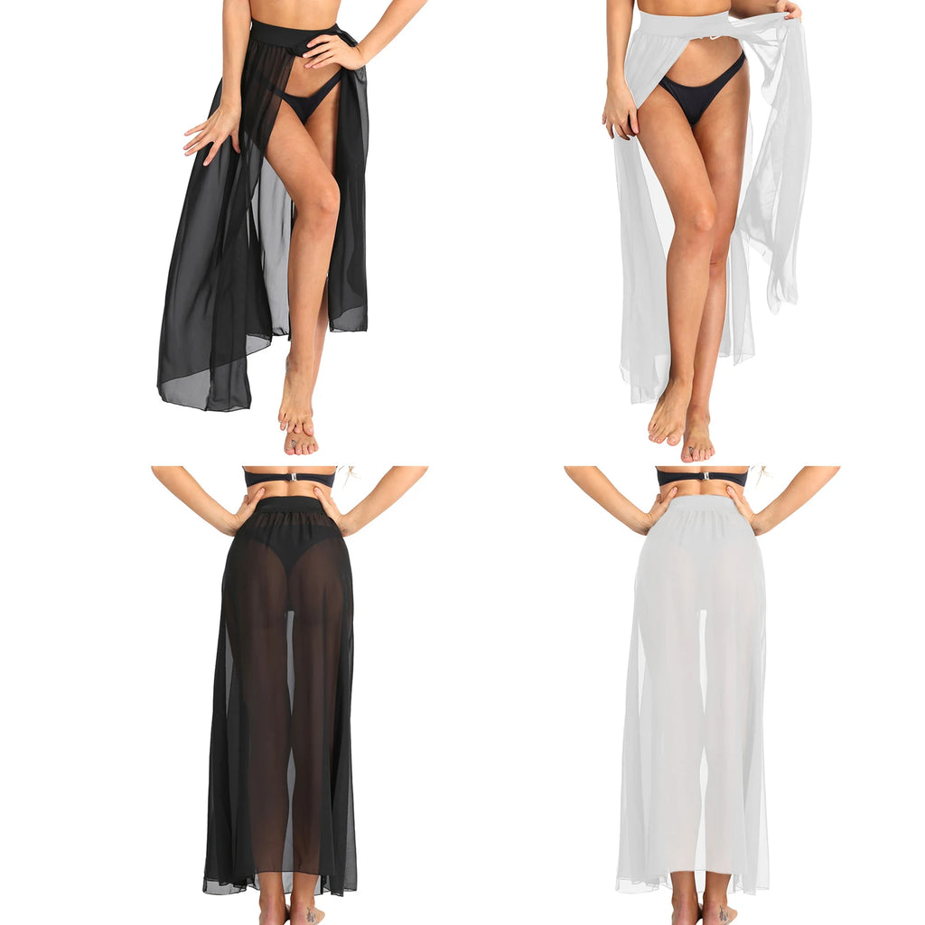 Sheer Chiffon High-Split Maxi Skirt
