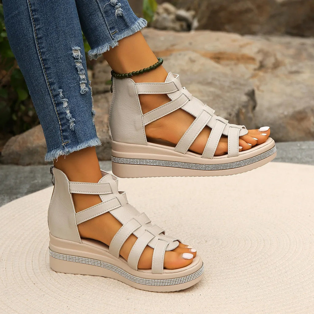 Sandalias De Mujer  2024 Summer Shoes for Women Plus Size 36-43 Women Platform Sandals Black White Beige Wedge Zapatos De Mujer