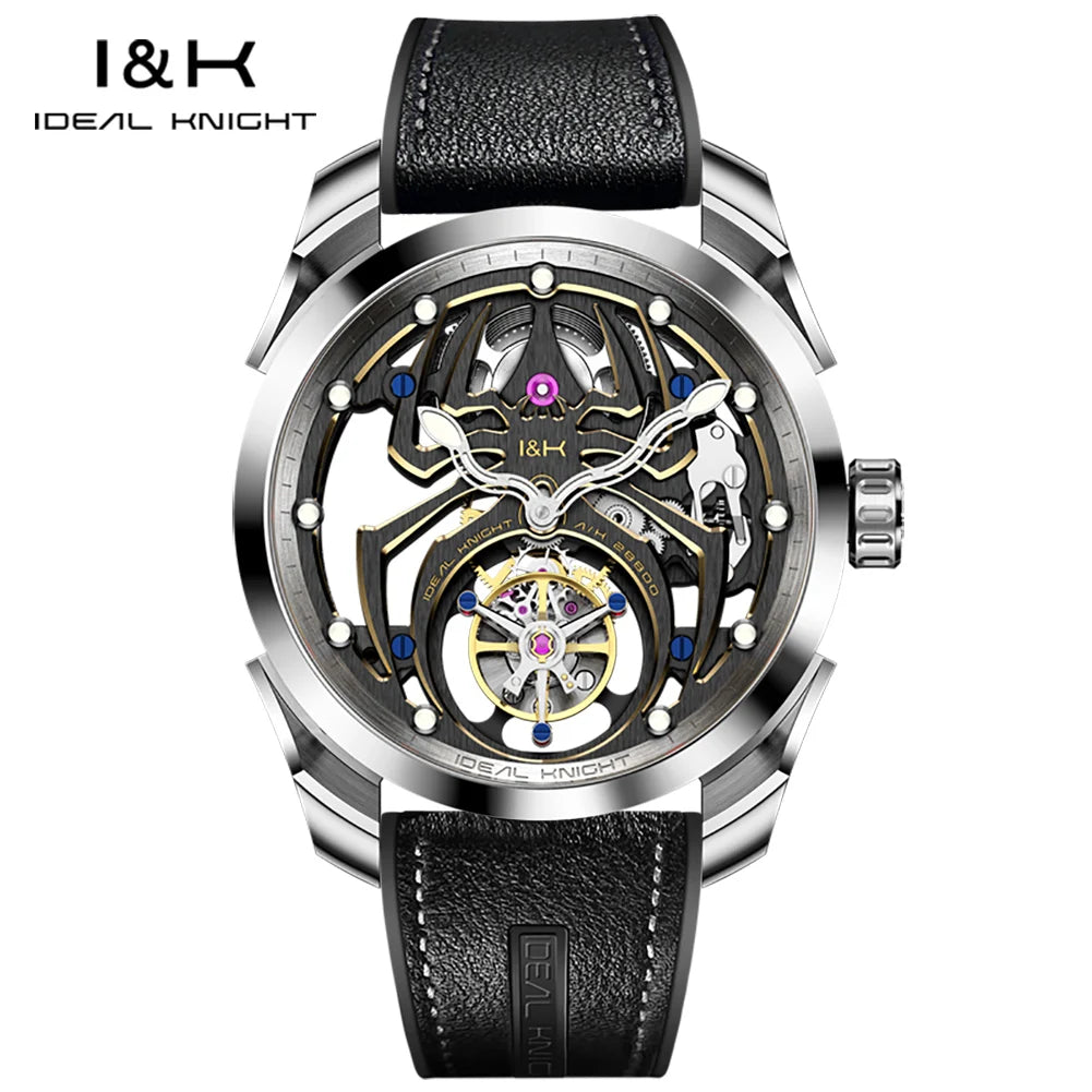 IDEAL KNIGHT 6802 Tourbillon Hollow Automatic Watch — Sapphire, Spider Dial