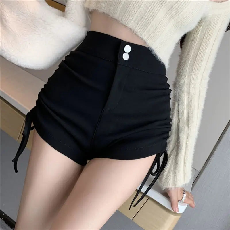 Black High-Waist Skinny Shorts