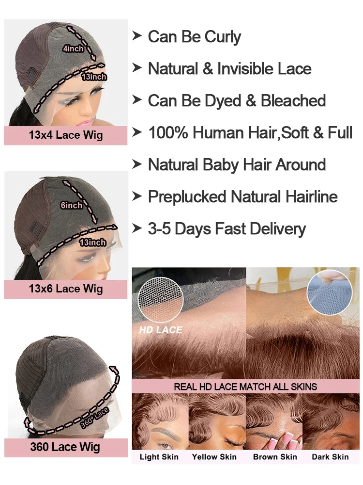 HD Lace Bone Straight Wig 30-40 Inch – 300% Density
