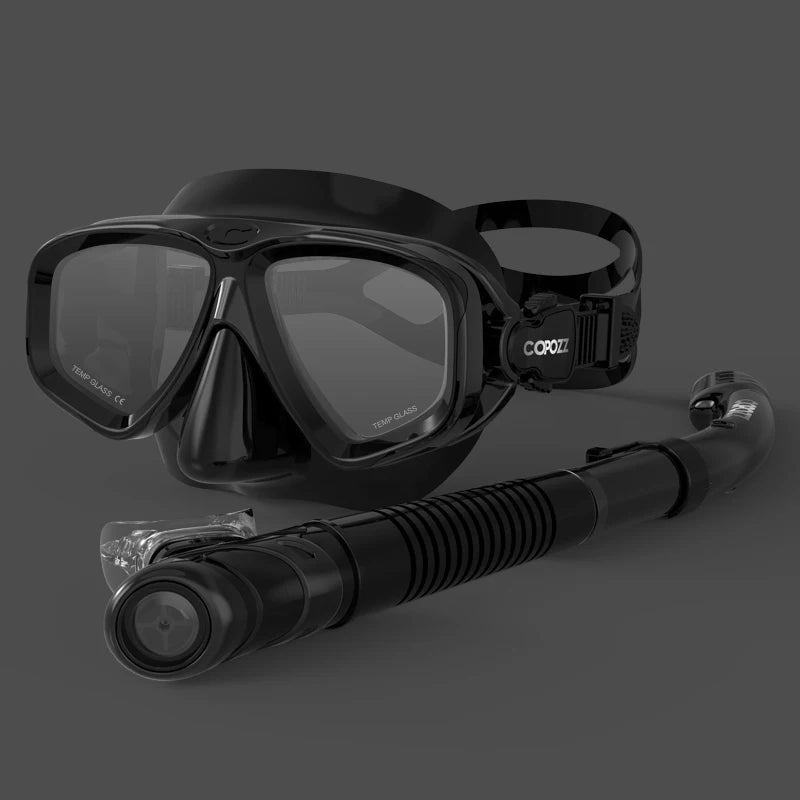 COPOZZ 2025 Scuba Diving Mask Set Anti Fog Goggles with Snorkel Glasses Tube Adjustable Strap for Women Men Adult Swimming Mask
