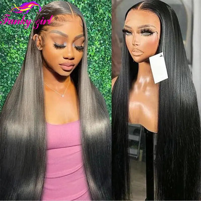 Bone Straight Lace Frontal Human Hair Wig Brazilian Transparent Lace 100% Human Hair Wigs For Women Natural Black Remy Hair Wig