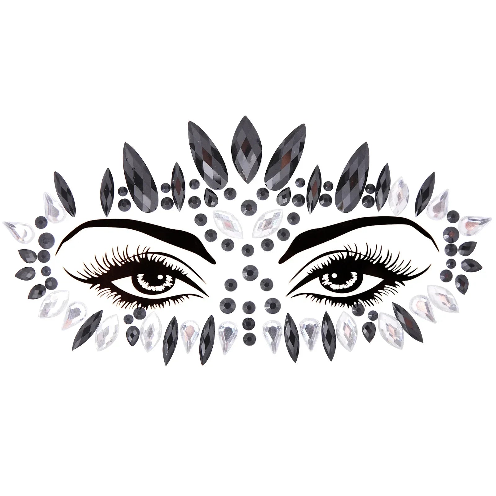 3D Sexy Face Tattoo Stickers Temporary Tattoos Glitter Fake Tattoo Rhinestones Masquerade for Women Party Face Jewels Tattoo