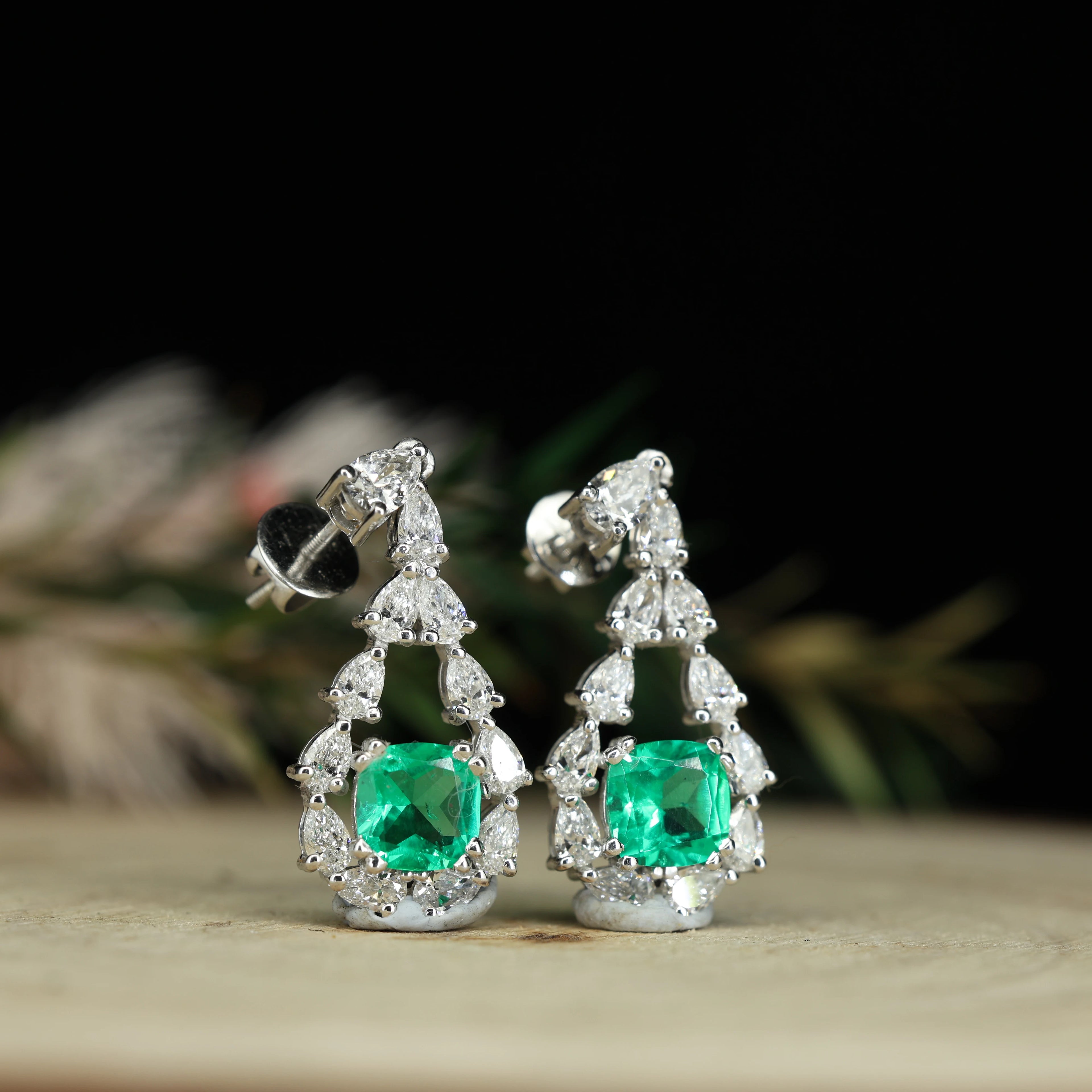 Luxury Cushion Cut Moissanite Tourmaline Drop Earrings 925 Sterling Silver Gold Floral Cluster Statement Wedding Fine Jewelry