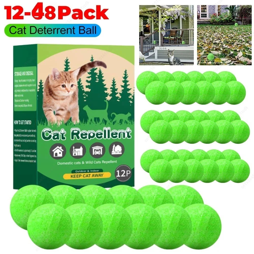 12-48PCS Cat Deterrent Outdoor Indoor Natural Peppermint Oil Cat Deterrent Ball Cat Repellent Keep Cats Off Yard Garden Lawn Pla