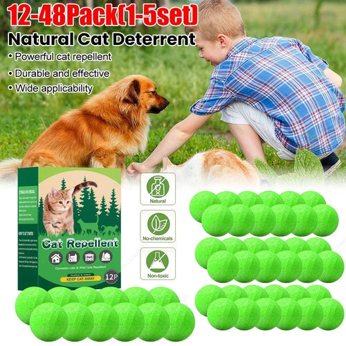 12-48PCS Cat Deterrent Outdoor Indoor Natural Peppermint Oil Cat Deterrent Ball Cat Repellent Keep Cats Off Yard Garden Lawn Pla