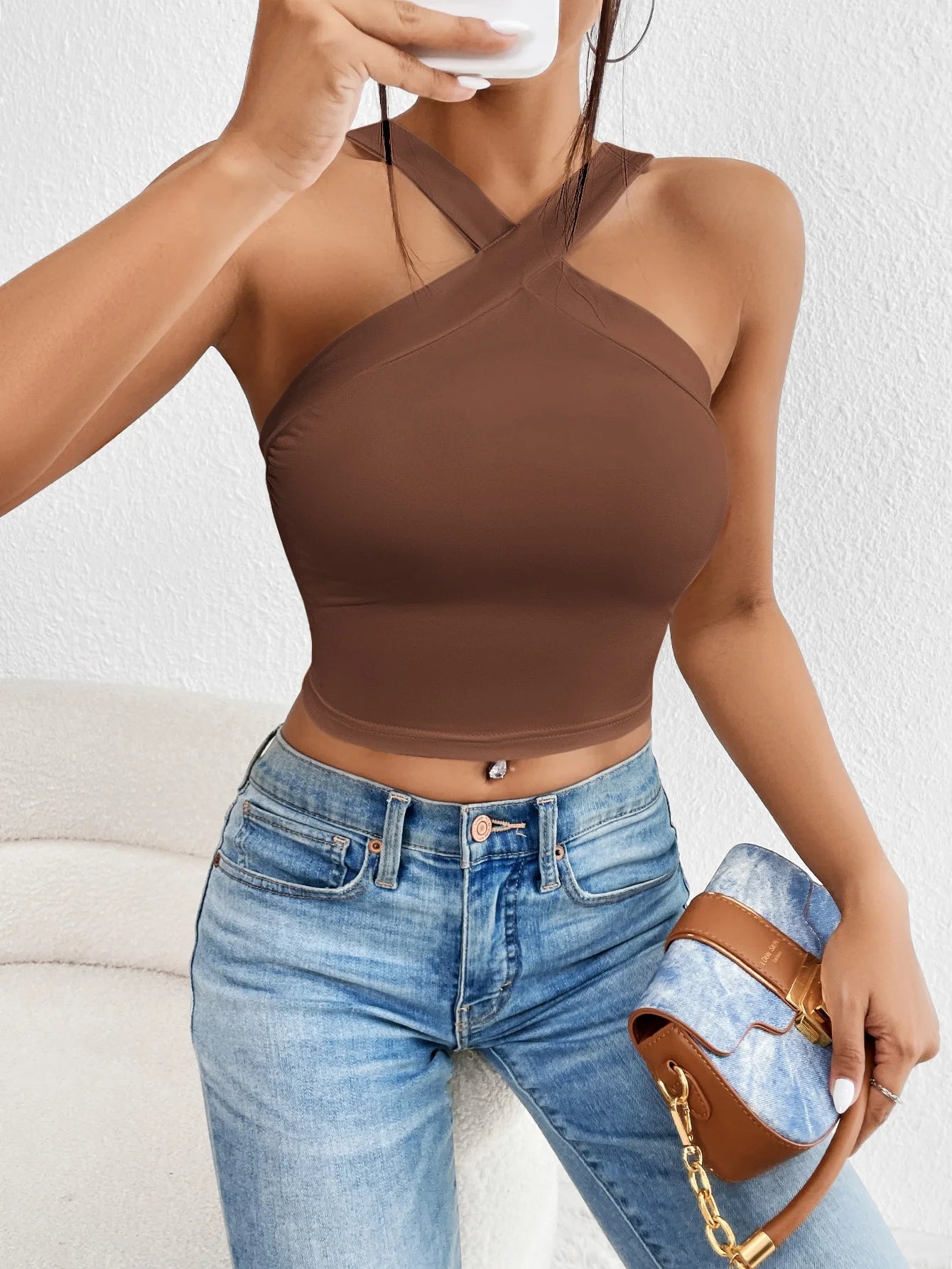 Solid Halter Crop Top