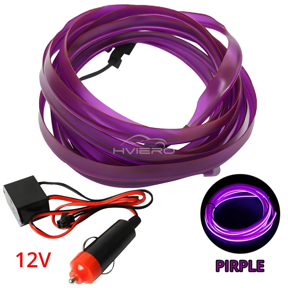 Hot Sale 1/2/3/5M Car Interior Lighting LED Door Strip Decoration Garland Wire Rope Tube Line Flexible Neon Lamps Bar USB Drive