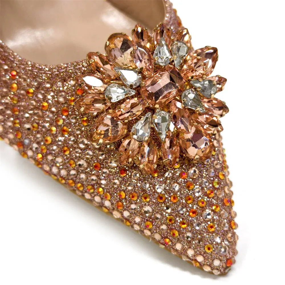 Sandals Woman Summer 2024 African Women Wedding Shoes Slip on Women Party Shoes Decorated with Rhinestone Shoe and Bag Set