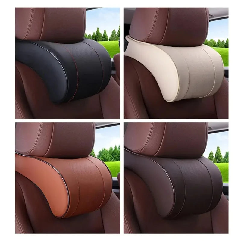 2025 Memory Foam Car Neck Pillow – PU Leather Headrest Cushion for Comfortable Driving, Seat Headrest Pad for Auto Interior