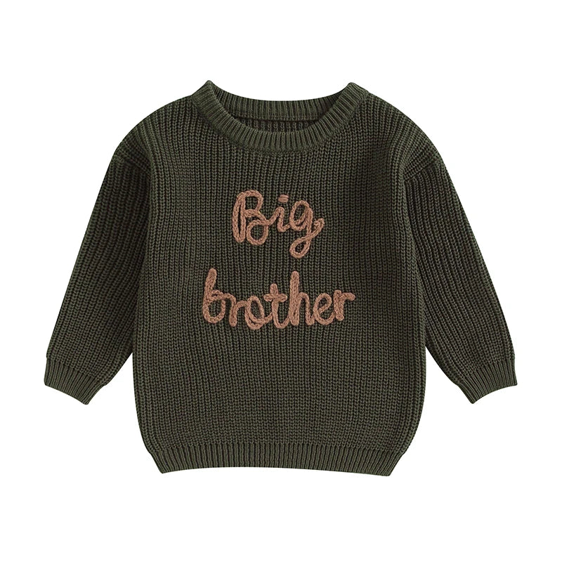 1-5Years Toddler Baby Boys Sweater  Autumn Winter Clothes Long Sleeve Letter Embroidery Pullover Knitwear Tops