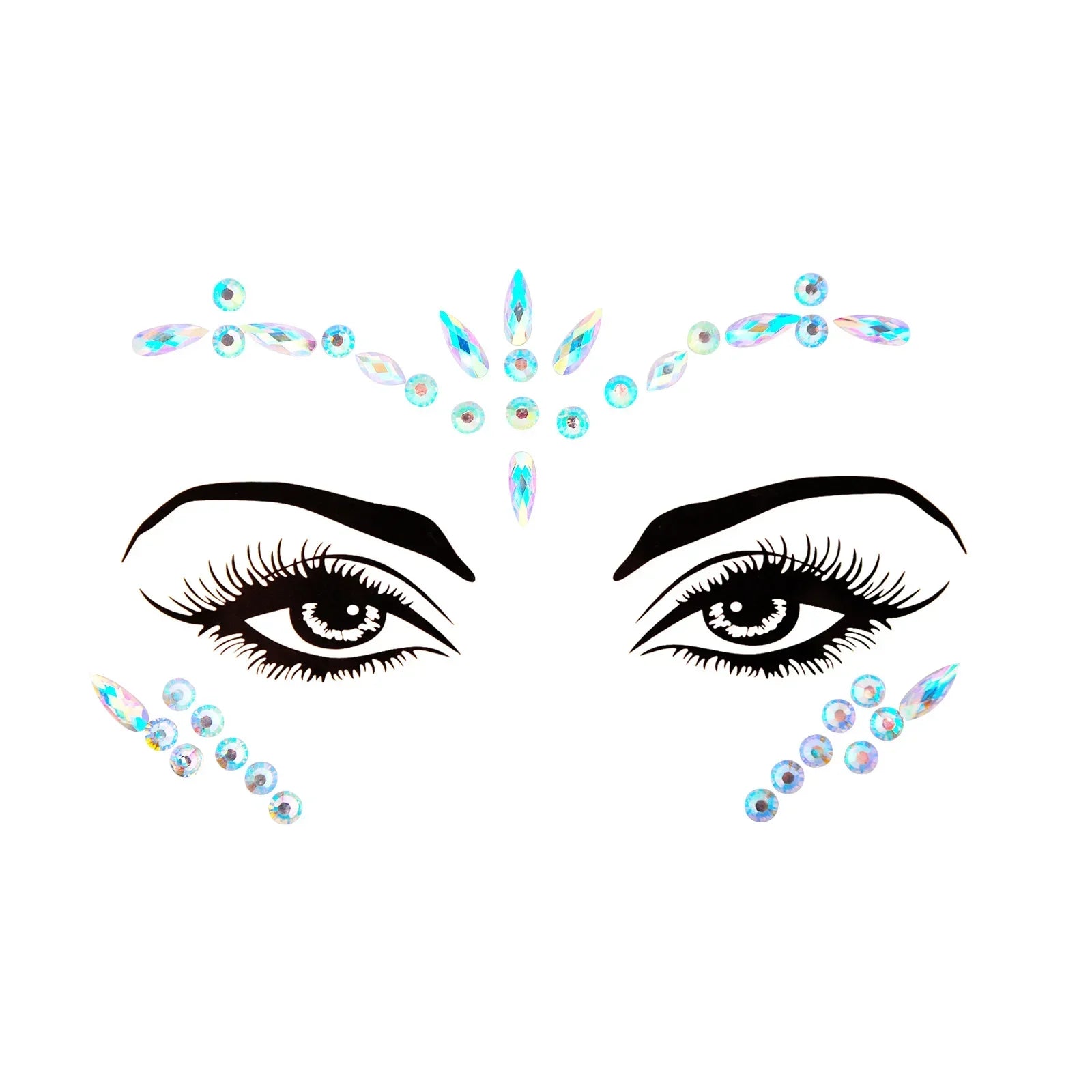 3D Sexy Face Tattoo Stickers Temporary Tattoos Glitter Fake Tattoo Rhinestones Masquerade for Women Party Face Jewels Tattoo