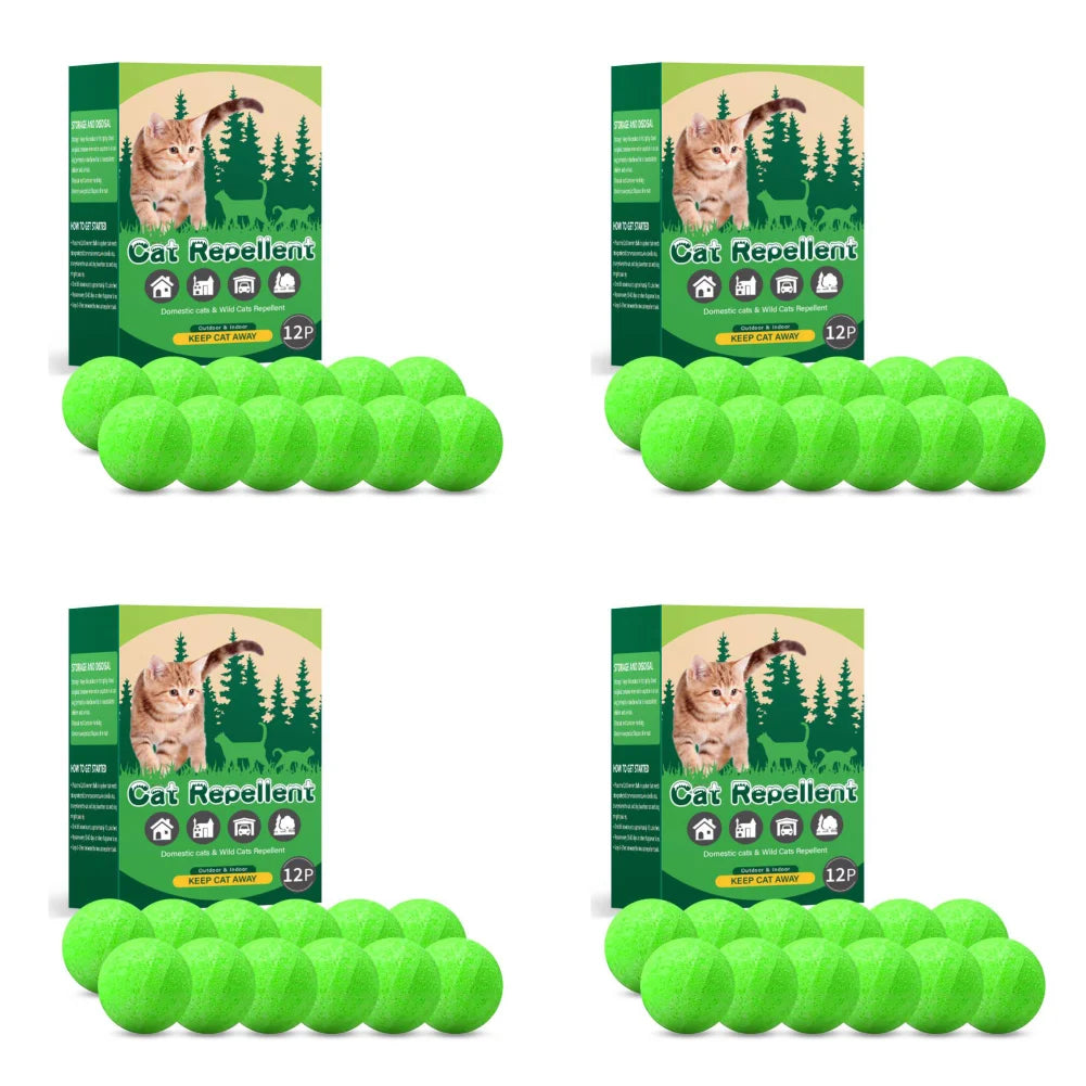 12-48PCS Cat Deterrent Outdoor Indoor Natural Peppermint Oil Cat Deterrent Ball Cat Repellent Keep Cats Off Yard Garden Lawn Pla