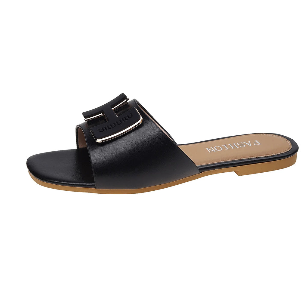 Women's Casual & Comfortable Flat Sandals — 2026 Summer New Arrival: Korean-Style Simple, One-Piece, Non-Slip Beach Slides