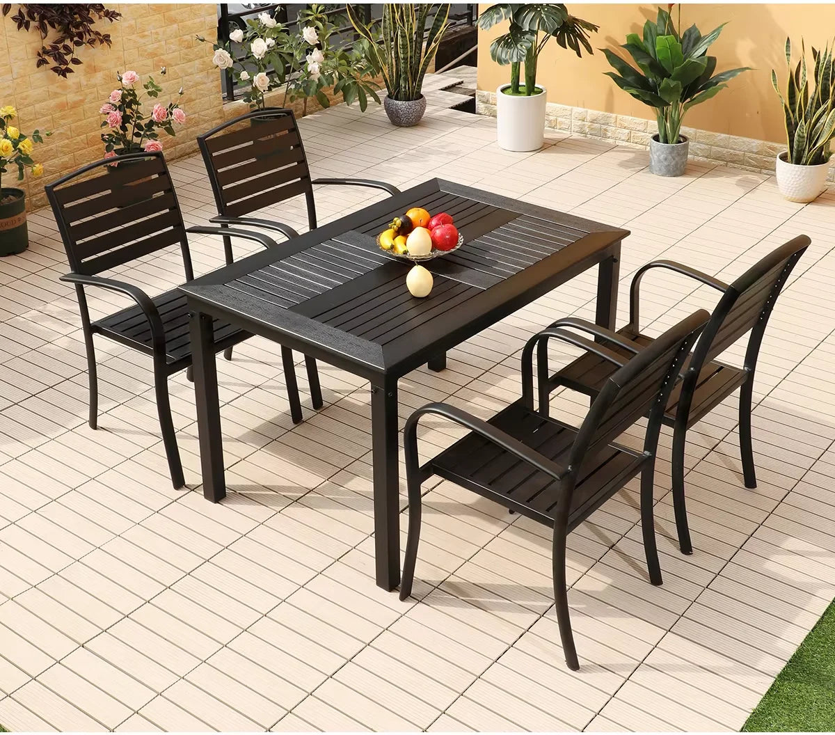 Outdoor Dining Table 120cm Wood-Plastic Garden