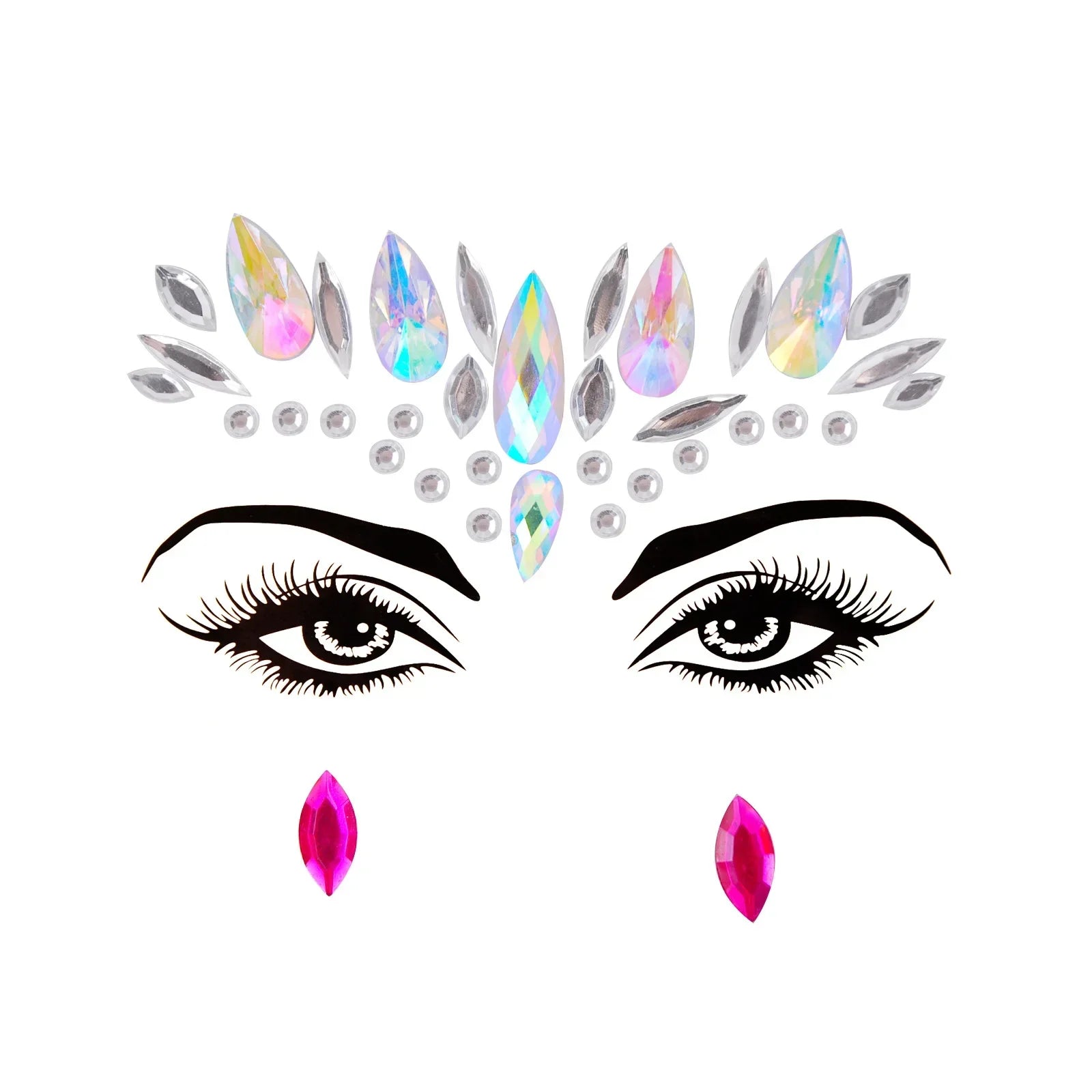 3D Sexy Face Tattoo Stickers Temporary Tattoos Glitter Fake Tattoo Rhinestones Masquerade for Women Party Face Jewels Tattoo